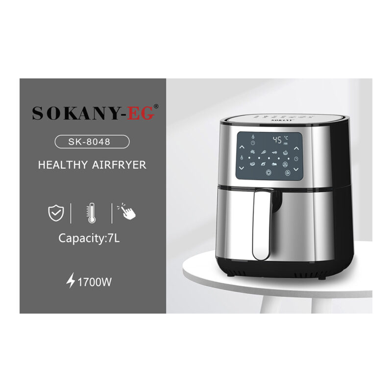قلاية هوائية سوكاني SK-8048 - اير فراير - ديجيتال - سعة 7 لتر - اسود - ( ضمان محلي )